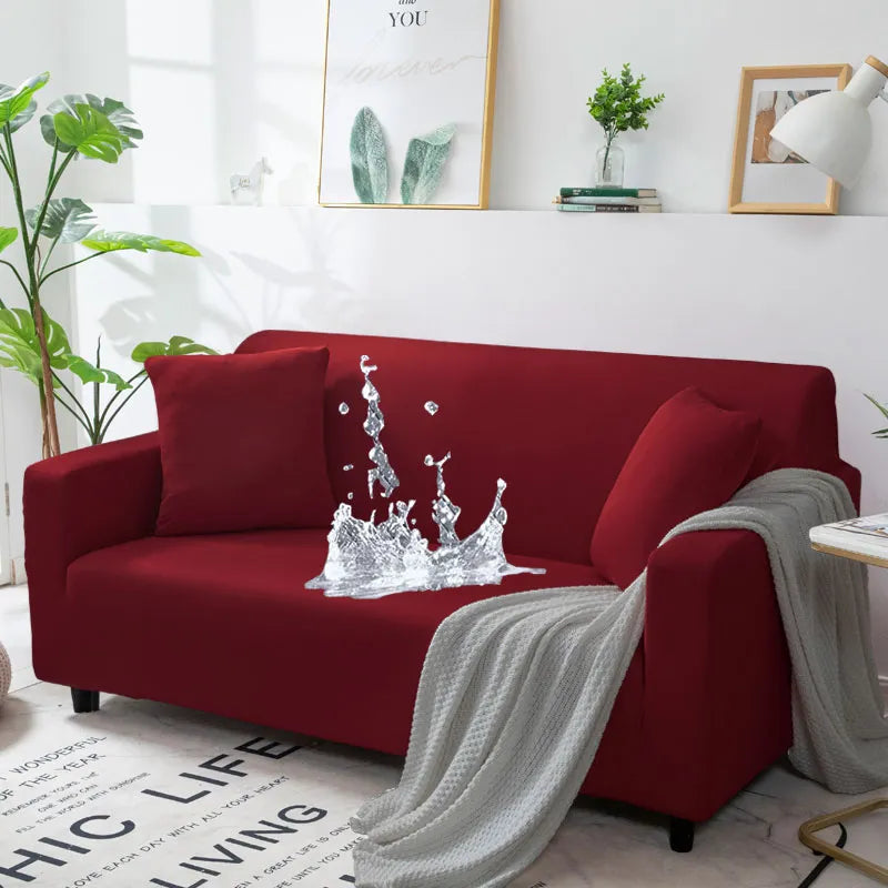 Elastic sofa cover 1-4 seater wine red